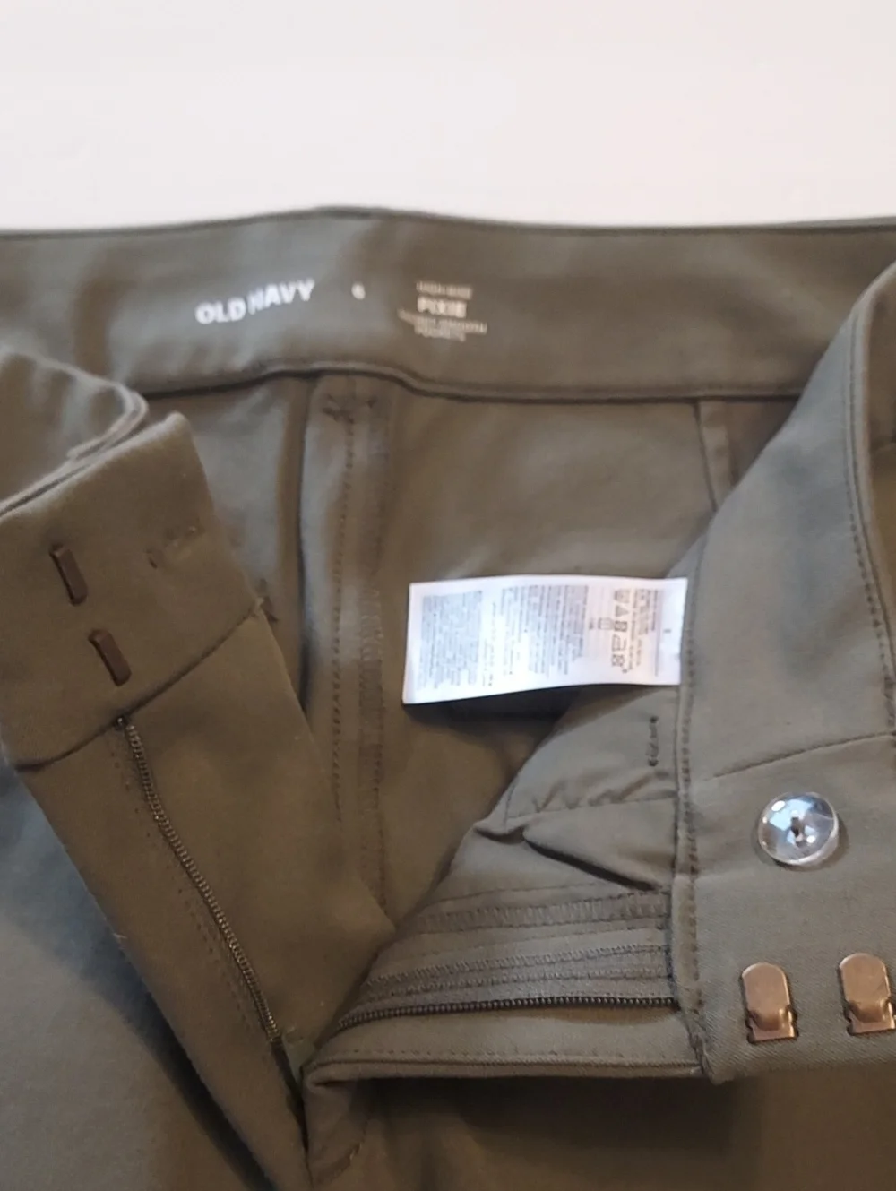 Old Navy Pixie High Rise Pants Olive Green Straight Leg Size 6